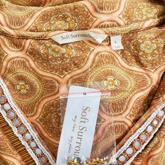 NWT Soft Surroundings V-neck Lillia shirt Tunic Top with beaded embellishments - Picture 5 of 7